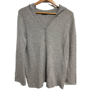 Shimera Soft Gray Women's Hooded 100% Cashmere Sweater XL